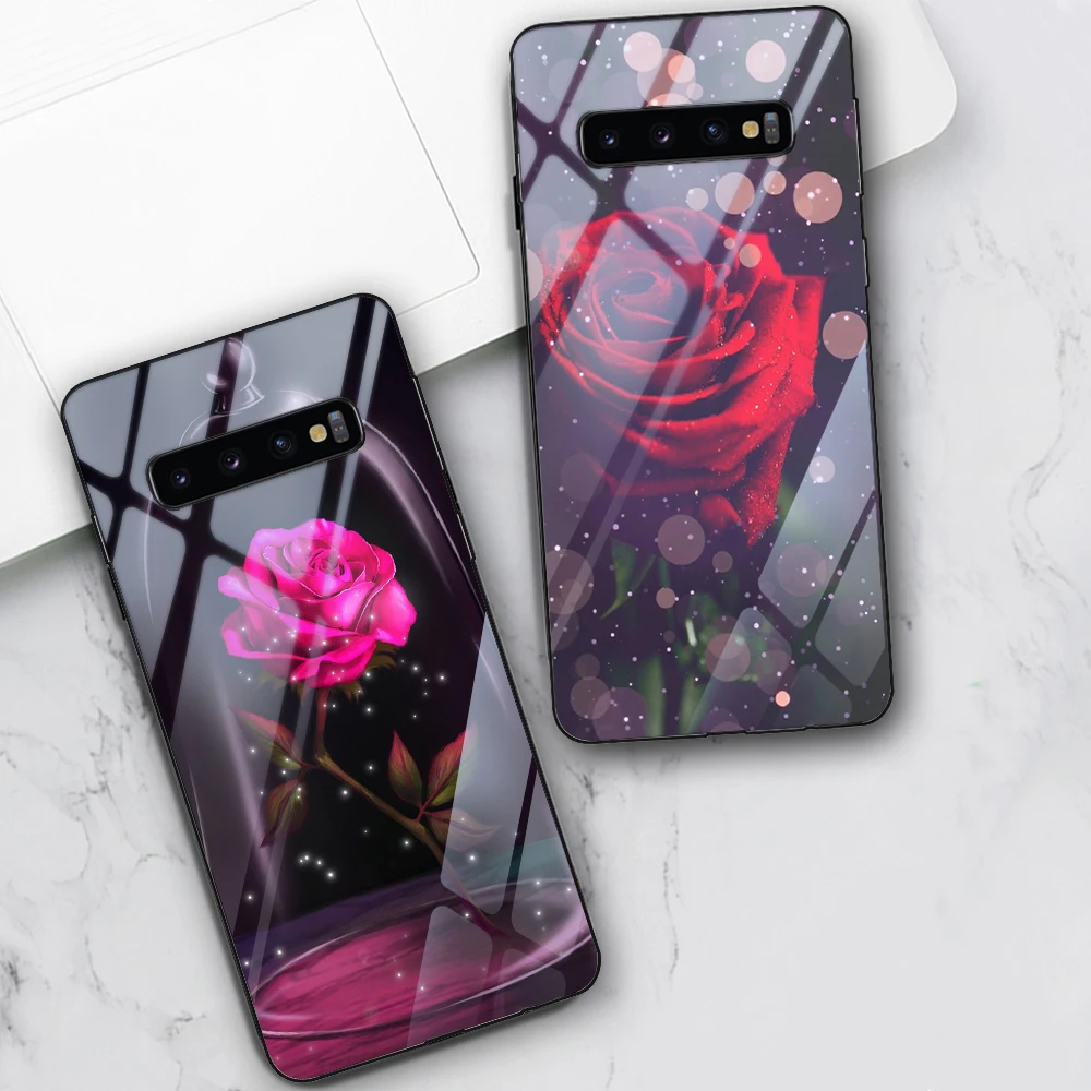 Чехол с красной розой для Samsung S21 S10 S9 S8 S10e S20 Ultra A51 A71 A50 A21S A20E A70 Note 20 10 9 8 Plus чехол из