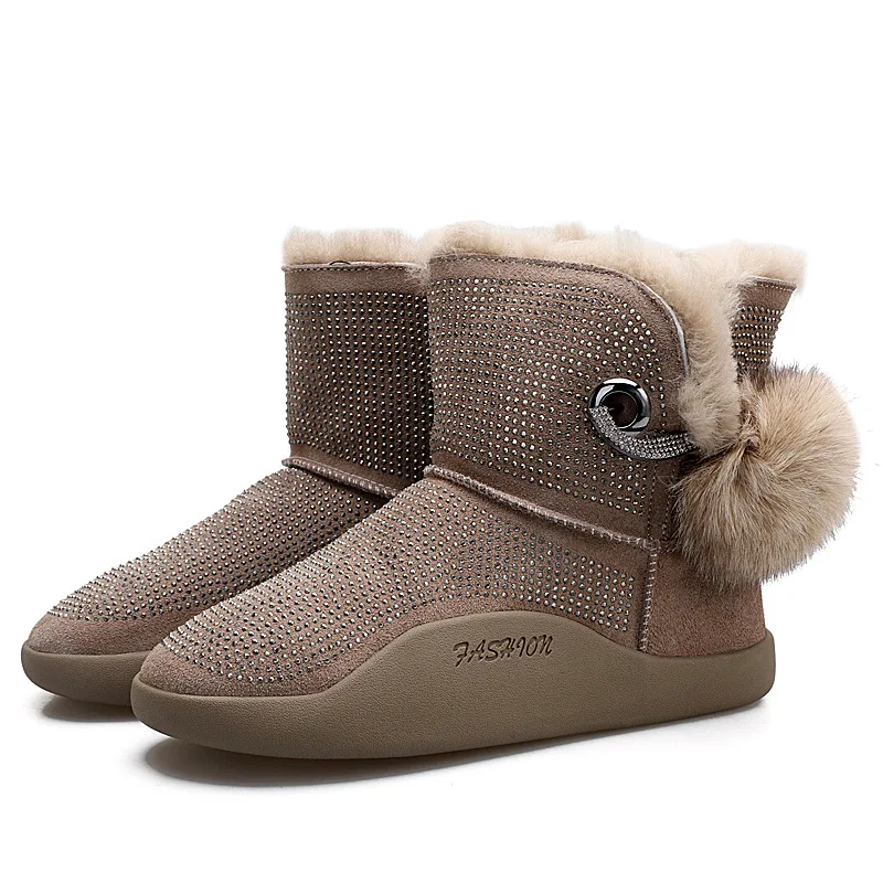 SWYIVY/женские зимние ботинки с хлопковой подкладкой украшенные кристаллами