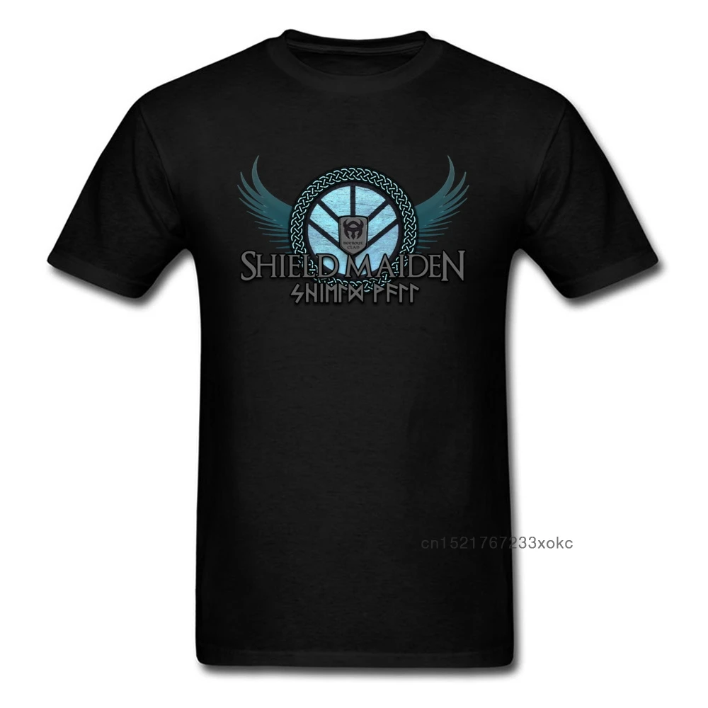 

Мужская черная футболка Shield Maiden, Высококачественная хлопковая Футболка с персонажами мультфильмов для игровых групп, с принтом символа кры...