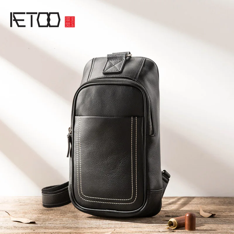 AETOO нагрудная сумка кожаная мужская Большая вместительная Повседневная