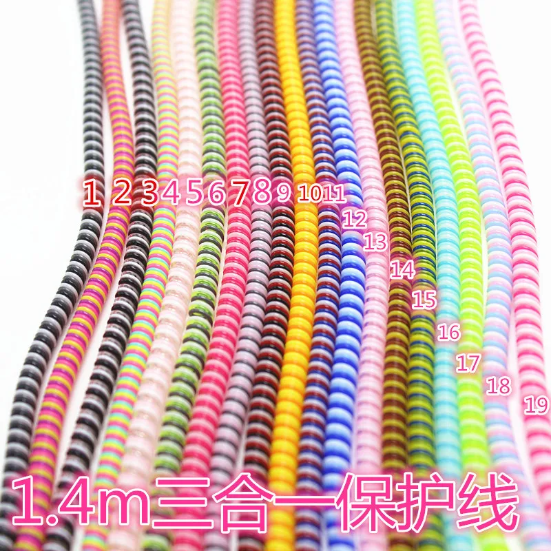

Length 140cm Three Colors TPU spiral USB Charging cable cord protector wrap cable winder for iphone samsung for Android Earphone