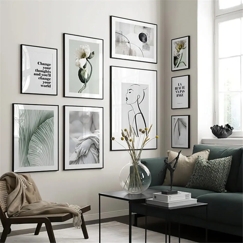 

Emerald Green Flowers Girl Masti Wall Art Canvas Paint Abstract Nordic Posters Minimalist Living Room Decor21-128-1-19