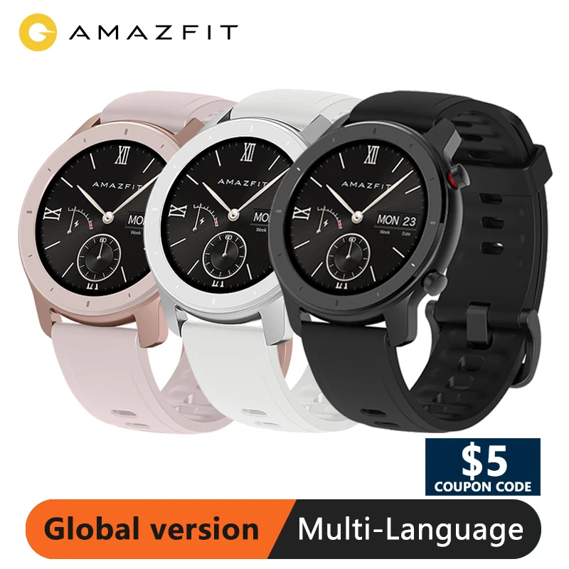 Amazfit GTR 42 мм Смарт часы мужские GPS 5ATM водонепроницаемые 12 дней батареи для Android