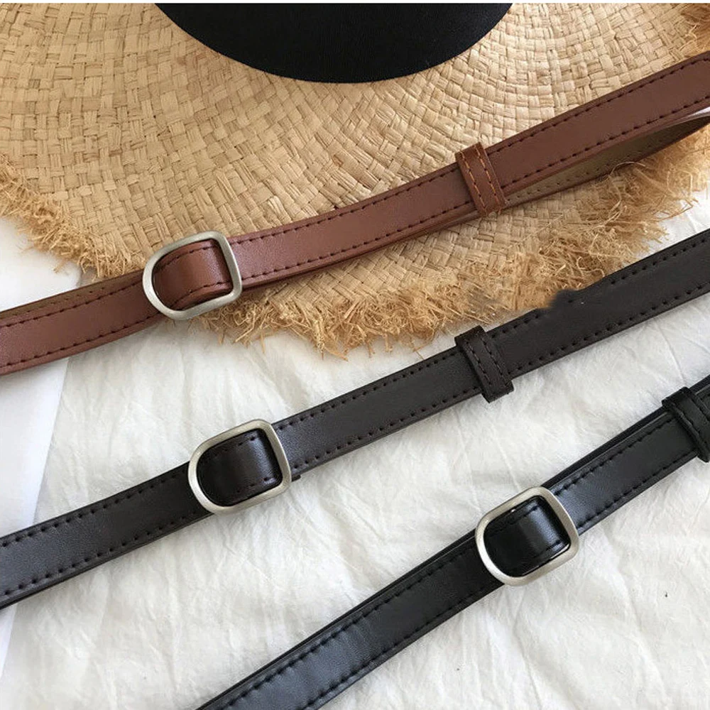 

Luxury Designer Belts Jeans Decorative Female Dress Thin PU Leather Waist Strap Fashion Women No-hole Buckle Belt