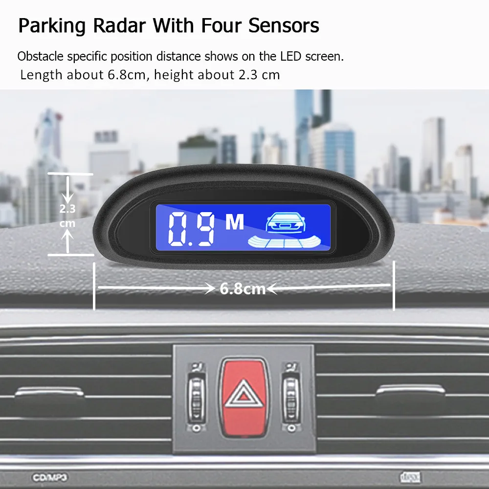 car auto parktronic led parking radar with 4 parking sensors backup car parking radar monitor detector system backlight display free global shipping