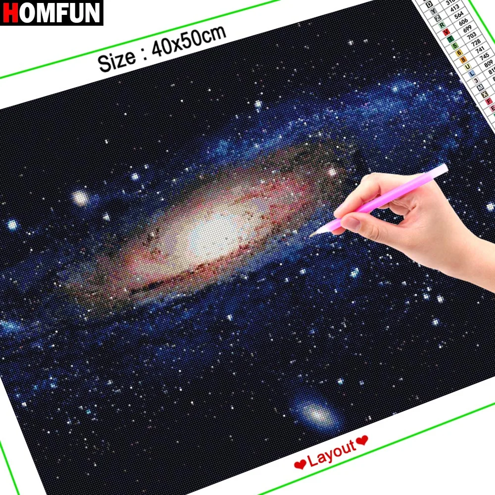 Алмазная живопись HOMFUN картина с квадратными/круглыми стразами звездное небо