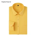 YUBANYUXIN бренд для мужчин весна осень 40% хлопок удобный бизнес Желтый сплошной цвет с длинным рукавом приталенное платье рубашки S-8XL