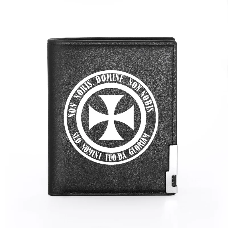 

Men Wallet Leather Knights Templar Printing Billfold Slim Credit Card/ID Holders Inserts Money Bag Male Pocket Short Purses