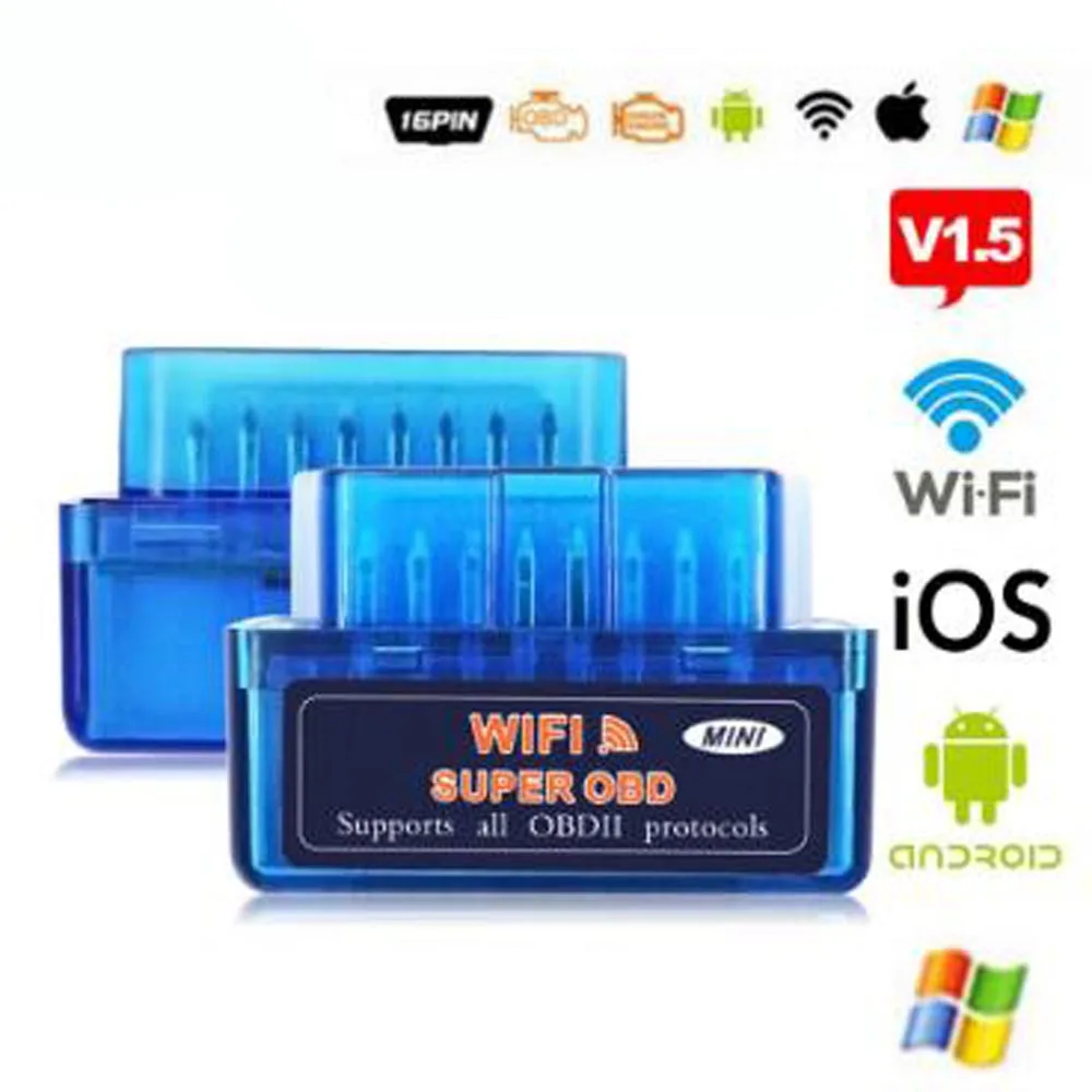 Super Mini ELM327 Bluetooth Wifi OBD2 V2.1 V1.5 Автомобильный сканер OBDII автомобильный ELM 327