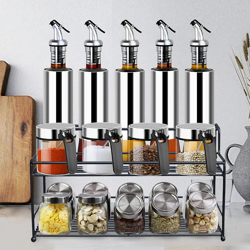 

Glass Creative Spice Jar Fashion Sugar Bowl Rack Salt Pepper Spices Organizer Kitchen Porta Temperos Household Products DI50TWG