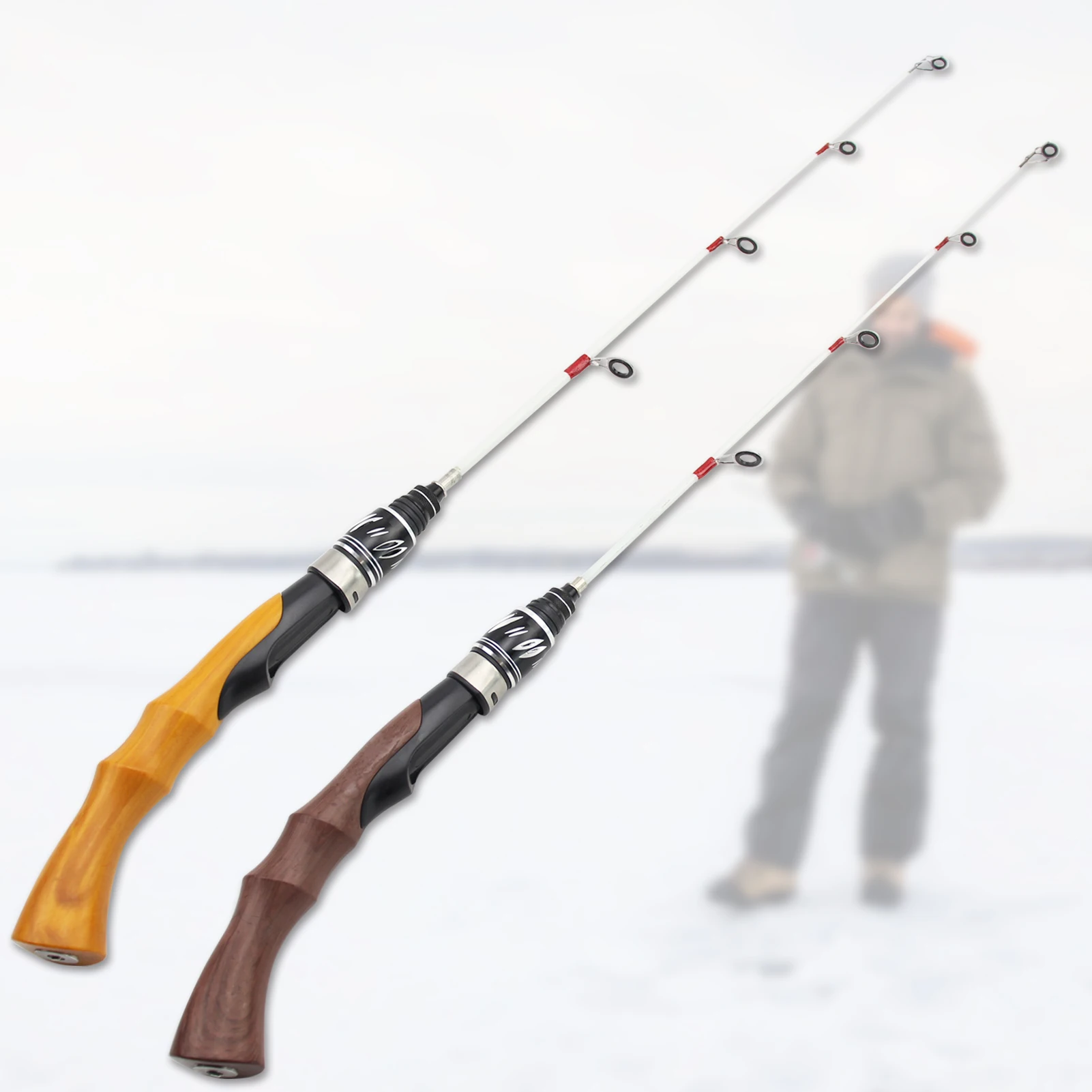 NEW 62cm Ice Fishing Rod Winter Fishing Pole Fishing Rod blue Silver Golden Spinning outdoor Handle bent Soft tips carp rod