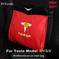 2021 new multifunctional car trash bag anti kick cushion suspended at the rear of the seat for tesla model 3 y s x accessories