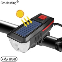 solar power bike light led recharge bicycle light power display waterproof bicycle front back rear taillight cycling warn light
