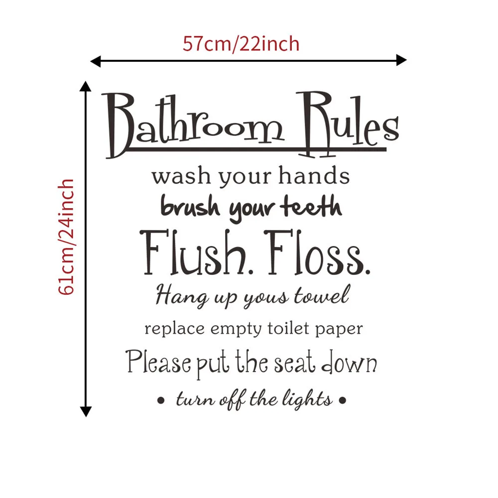 

Bathroom Rules Wash Vinyl Wall Home Decor Decal Quote Room Inspirational Cute
