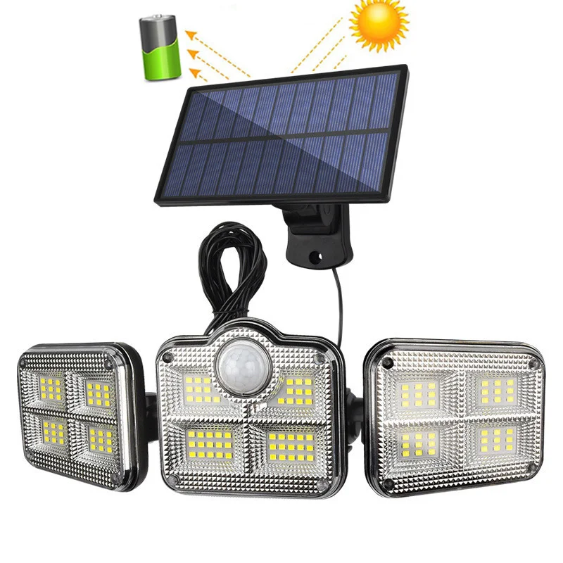 

5 м провод 3 головки солнесветильник свет датчик движения нарусветильник фонарь для крыльца водонепроницаемый Солнечный свет для сада