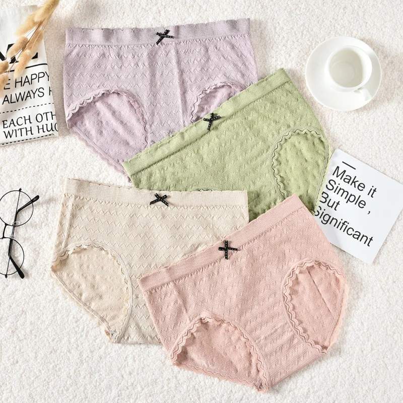

Women's Underwear Mid-waist Bowknot Cotton Thread Graphene Underwear Sexy Underwear New Underwear Women Stretch Cotton Underwear