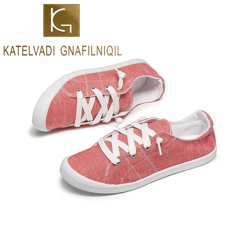 Кеды KATELVADI женские Вулканизированная подошва Классические холщовые лоферы