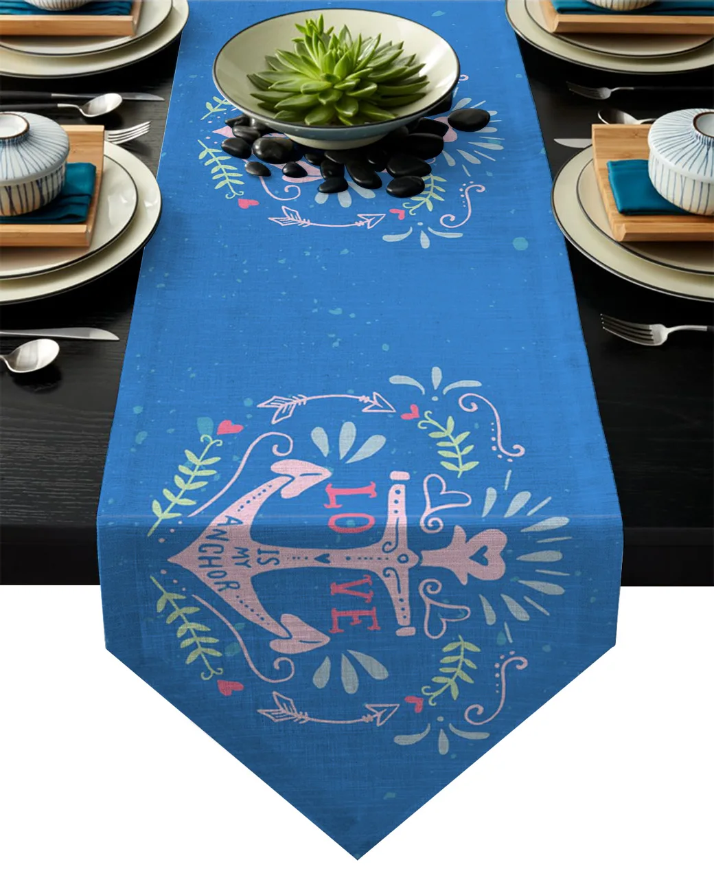 Якорь синий фон любовь палочки настольная дорожка рождественские украшения для