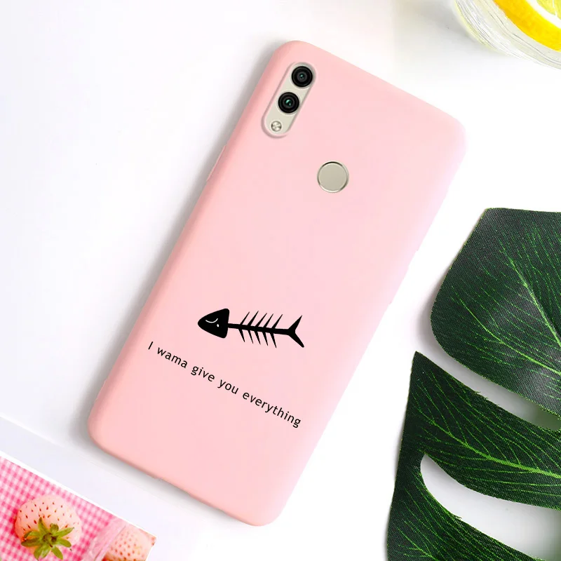 Cute fish cat color phone case For Huawei Honor 8C 10i P SMART plus 2019 8X 8A 8S Y5 Y7 pro Y6 prime pink soft TPU cover |