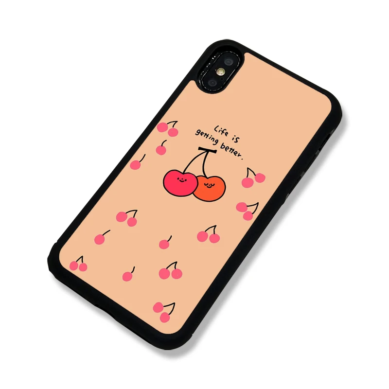 Силиконовый защитный чехол для iphone xs 7p 6 bigflower жизнь становится лучше вишня