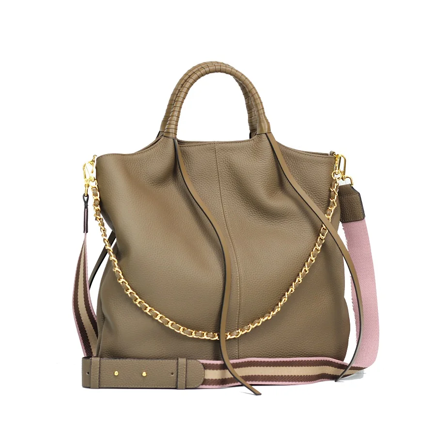 

Leather Large-Capacity Women's Bag Soft Handbag Shopping Tote Bag Messenger New 2020 Multi-Compartment Fashion Cowhide