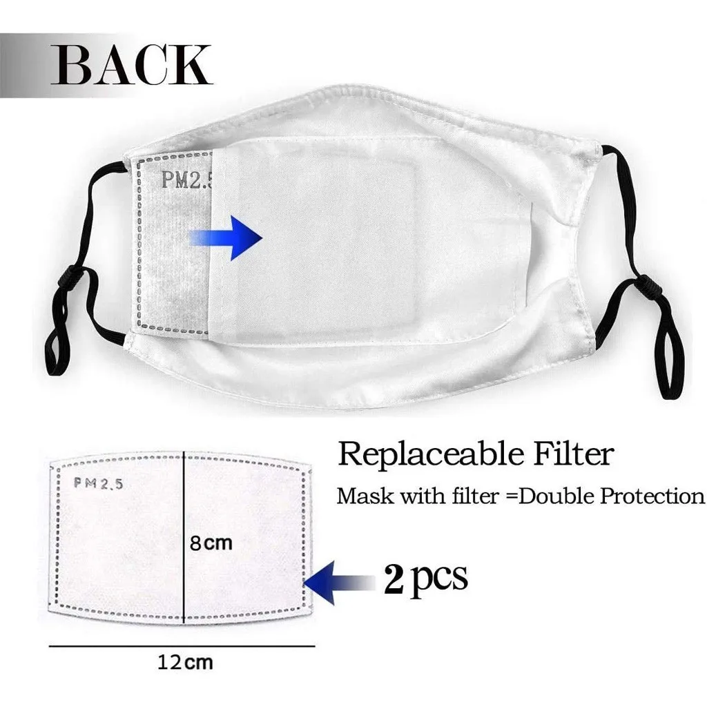 

2 Pcs Dragonfly butterfly printed Mouth mask Male & Female Outdoor Dustproof PM2.5 Activated Carbon Filter Protection masks 2020