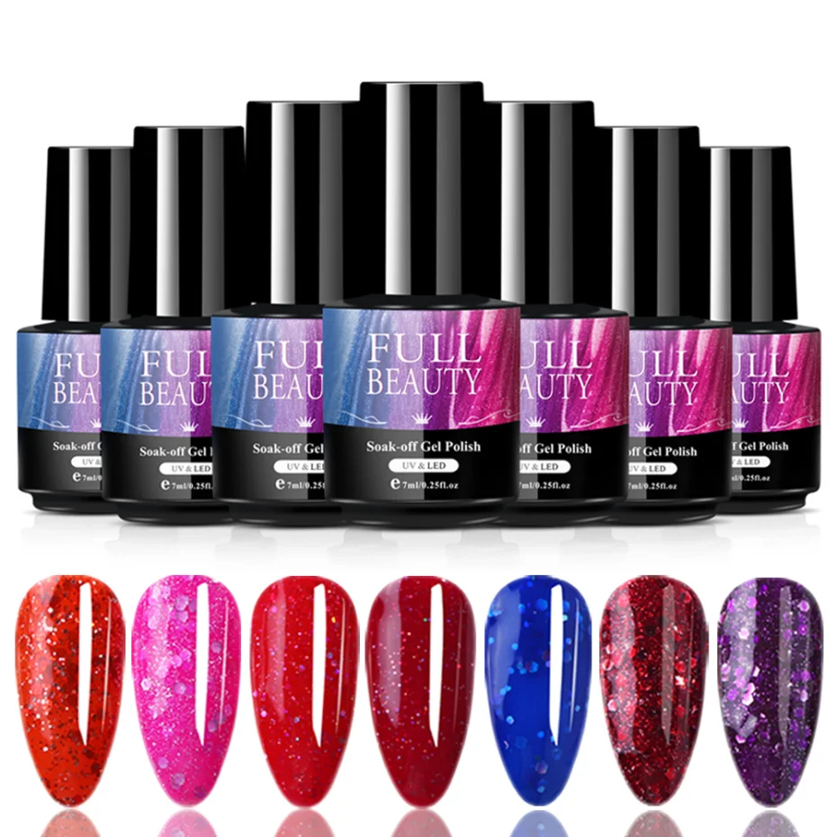 7 мл блестящий гель для ногтей голографический лак Блестящий Золотой