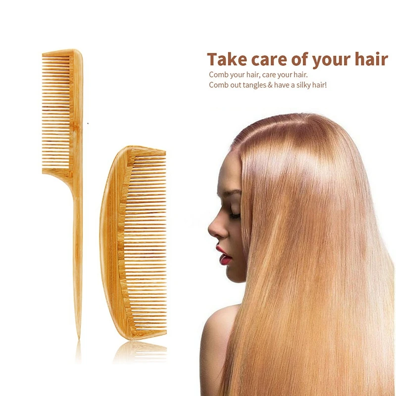 

4Pcs Massage Comb Hair Brush Natural Bamboo Handle Boar Bristles Healthy Paddle Scalp Hairbrush Anti Static Hair Brush