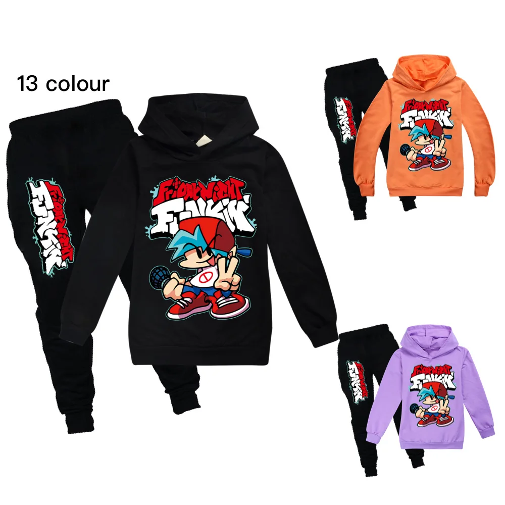 

Fall Hoodies Pants Suit for Teens Girl Boys Cartoon Friday Night Funkin Sweatshirt Suit Kids Spring Jogging Clothes Tracksuits