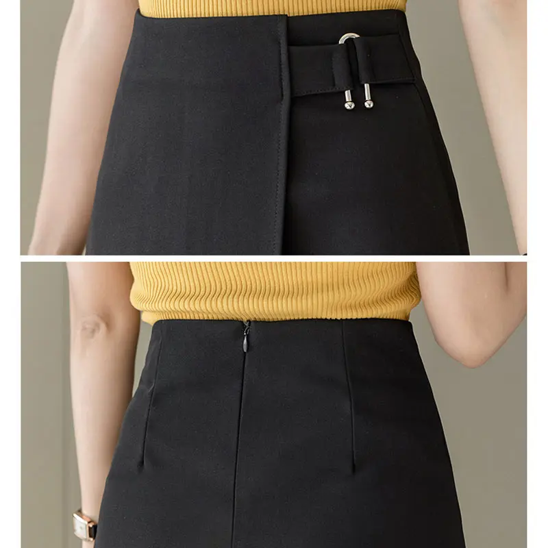 

Fashion Simple Black Midi Skirts For Women Elegant Office Lady Skirt Plus Size High Waist Blue Pencil Skirts Jupe Femme