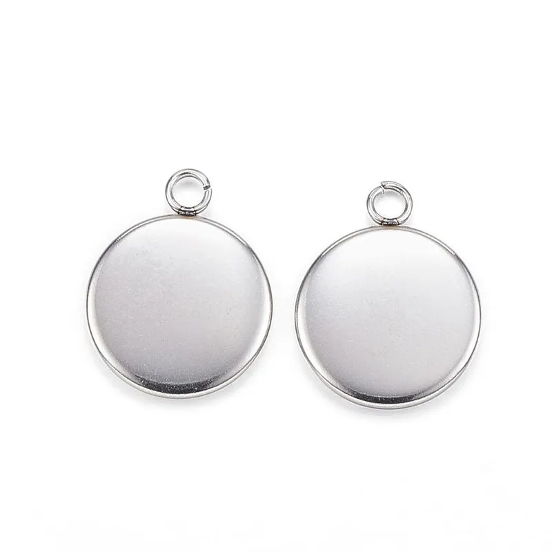 100 шт плоский круглый 304 нержавеющая сталь кулон кабошон настройки для