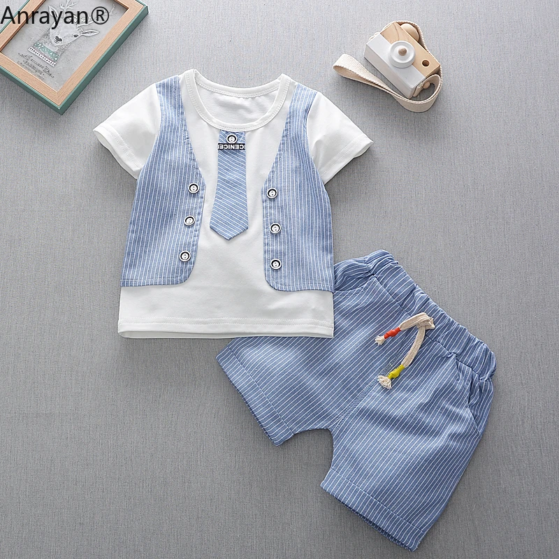 

Летняя Детская Хлопковая одежда для маленьких мальчиков, одежда для младенцев, футболка с галстуком-бабочкой для маленьких джентльменов, м...