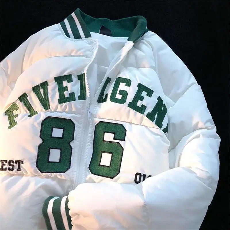 Винтажная бейсбольная куртка с надписью плотная зимняя верхняя одежда корейские