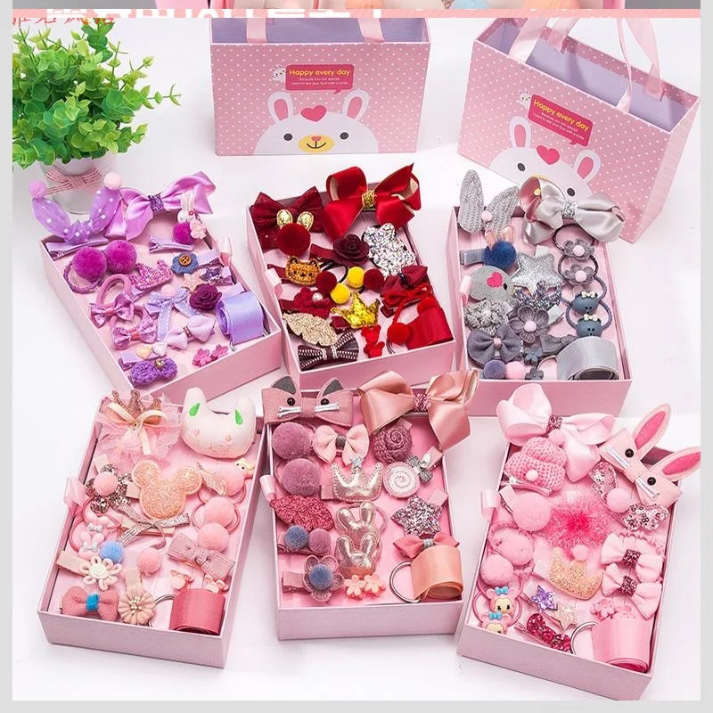 

17Pcs/Set Hair Clips Children Cute Cartoon Flower Girl Hair Tie Crown Hairpin Sweet Soft Hairpins Barrettes Kids Hair Accessorie