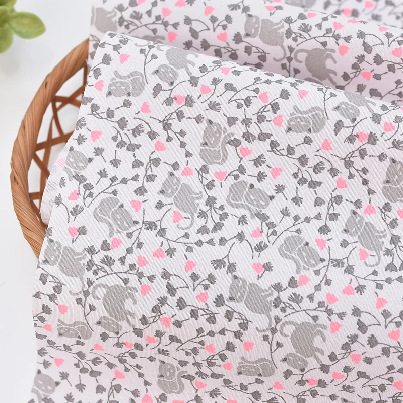 145x50 см хлопок серый Кот цветок ткань делая платье рубашка детская одежда брюки