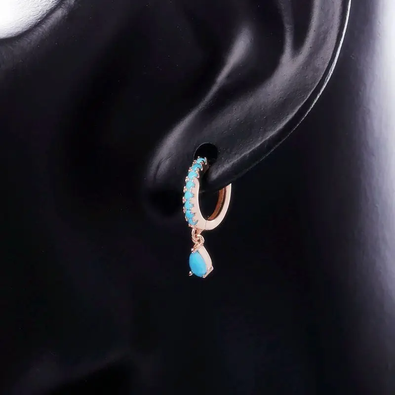 Женские серьги капли Moonmory из стерлингового серебра 925 пробы с бирюзой модные