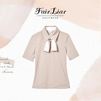 fl women fashion polo shirt match with silk scarf lady elbow sleeved quick drying and ventilation golf short sleeves