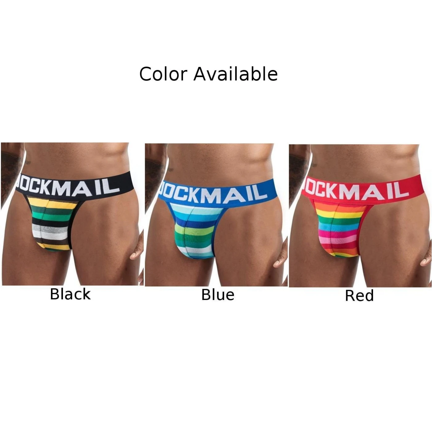 

JOCKMAIL Men's Sexy Rainbow Stripes Briefs Athletic Supporter Cotton Breathable Underwear Jockstrap Elastic Waistband Gay Boxers