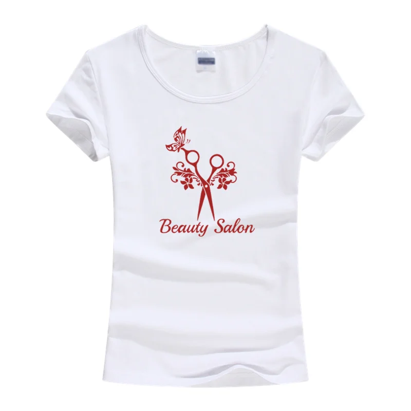 Женская хлопковая футболка с коротким рукавом принтом бабочки и ножницами для