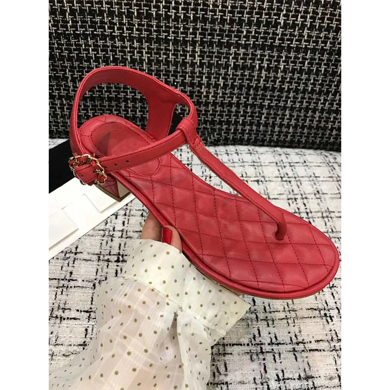 

Ollymurs 2021 new metal chain thick heel platform sandals sheepskin gold thong sandals