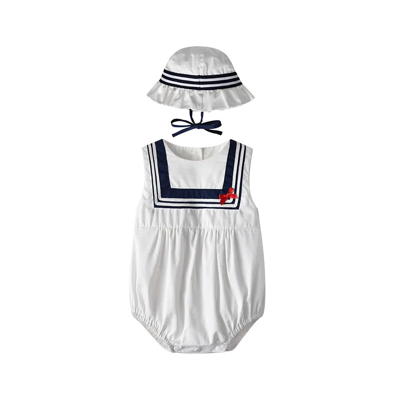 

Paoke kids' wear new sleeveless new sleeveless climbing suit in summer 2021, navy blue style Hooded Baby Bag farting suit