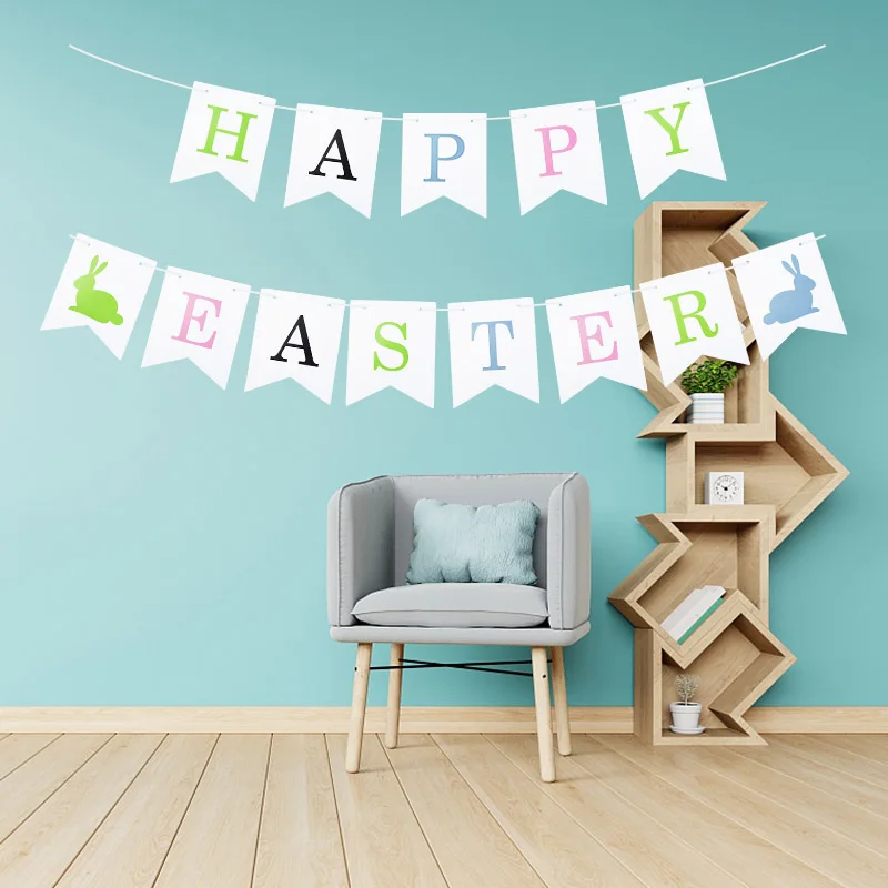 

Happy Easter Letter Bunting Banner Hanging Garland Home Party Decoration Kids Favor Gifts Festival Supplies