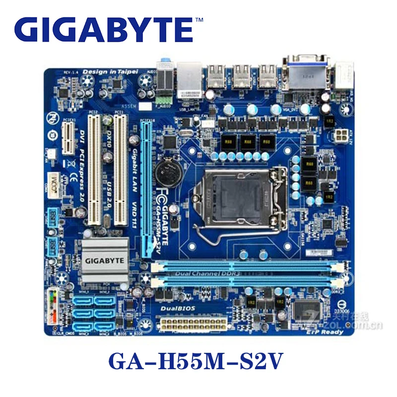 LGA 1156 H55 DDR3 Gigabyte GA-H55M-S2V 100% материнская плата USB2.0 8G GA H55M S2V Настольный SATA II системная