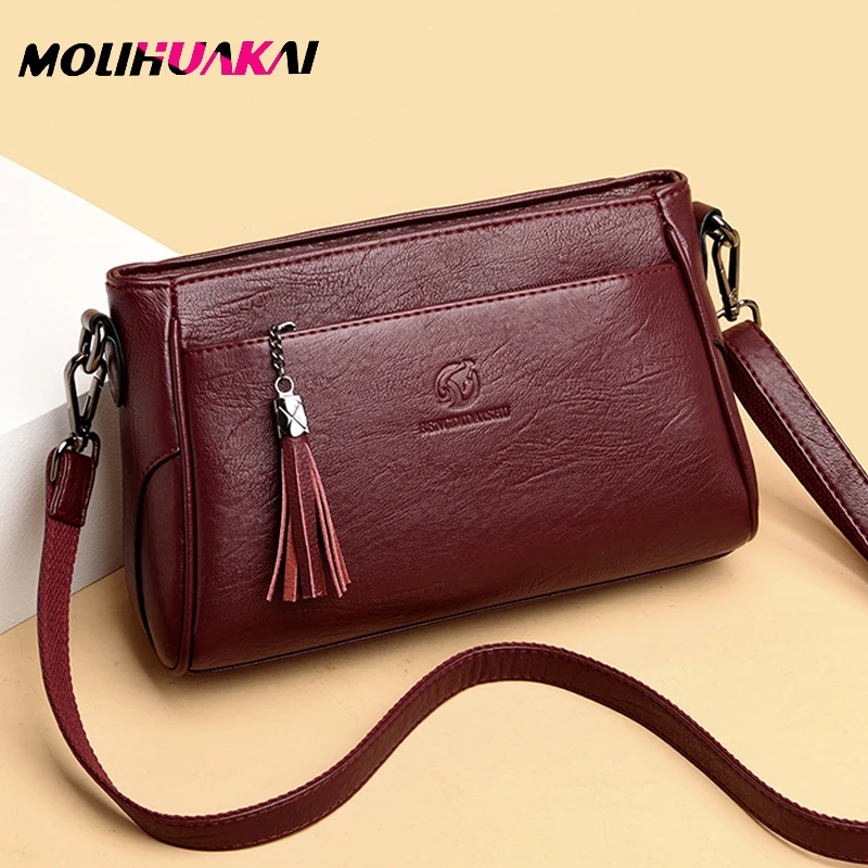 

Designer 2021 New Leather Luxury Handbag Ladies Fashion Simple Handbag High Quality Women's Shoulder Messenger Bag