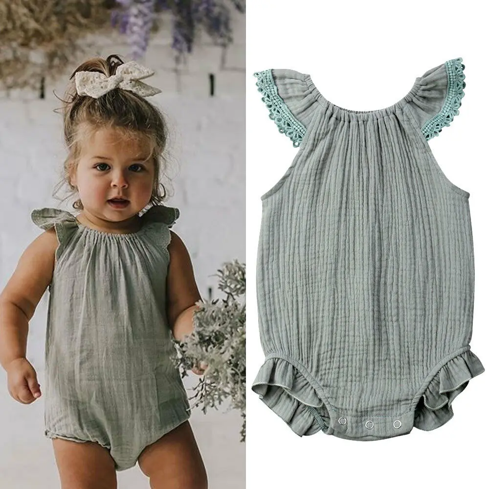 

Newborn Baby Infant Kids Girl Boy Ruffle Sleeveless Romper Jumpsuit Playsuit Outfits Clothes For 0-18Ms