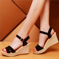 2021 summer new open toed fish head fashion waterproof platform waterproof platform high heeled wedge sandals womens shoes
