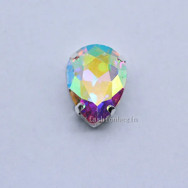 clear ab 4x6 6x 8 10 x14 13x18 18*25 20x30x30x40 мм 24 цвета каплевидные стеклянные камень шить на Кристальный, серебряный, со стразами основание кнопки для одежды - Цвет: clear ab