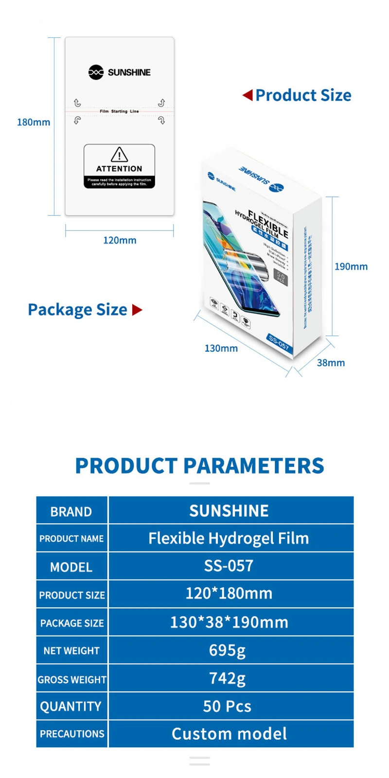 1 шт., гибкая Гидрогелевая пленка SUNSHINE SS-057, тонкие наклейки с защитой от отпечатков пальцев для мобильного телефона, нано защитная пленка