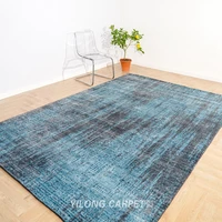 200x300cm loom knotted wool silk carpet charcoal teal blue modern rug hl04