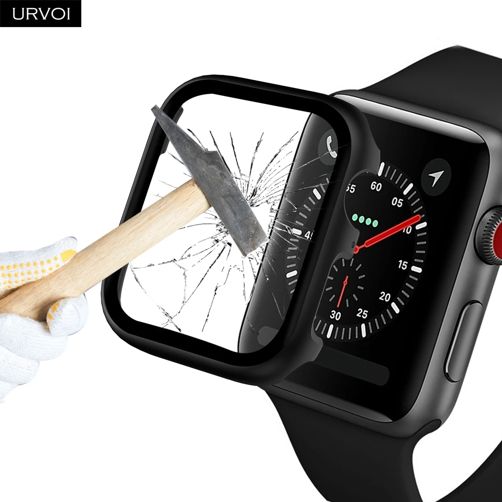 Металлический Чехол URVOI для apple watch series 5 4 3 2 1, чехол с закаленным стеклом для iwatch 40 мм 44 мм, жесткая рамка, алюминиевый бампер